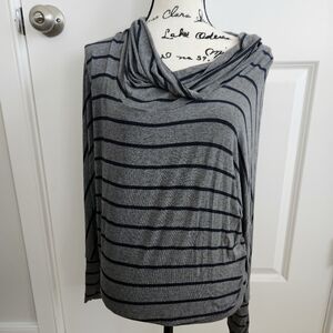 Red Haute Charcoal Striped Cowl Neck Sweater Size L